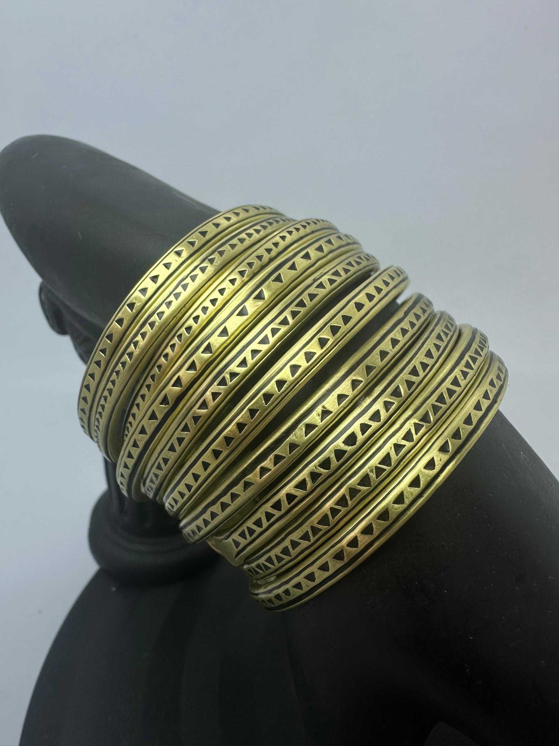 Triangle Patterned Brass Bracelet